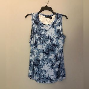 Tahari Size Small Blue Tie-Dye Sleeveless Tank Top